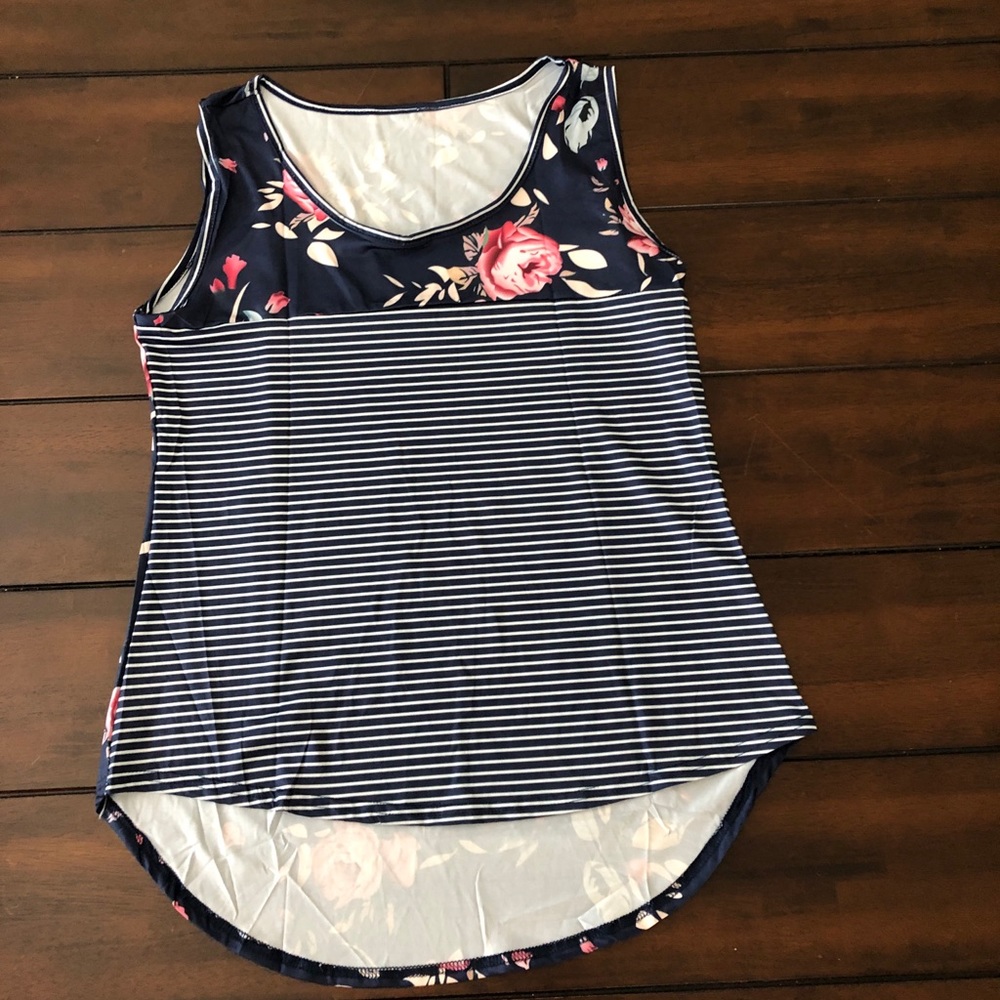Floral and stripe Tank Top